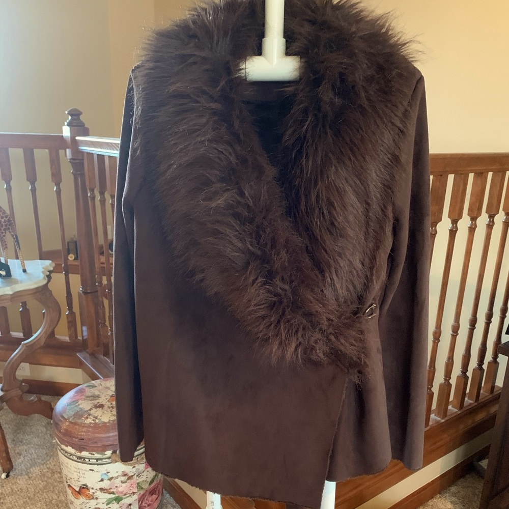 Lush Faux Suede/Faux Fur Barely Worn Winter Jacket